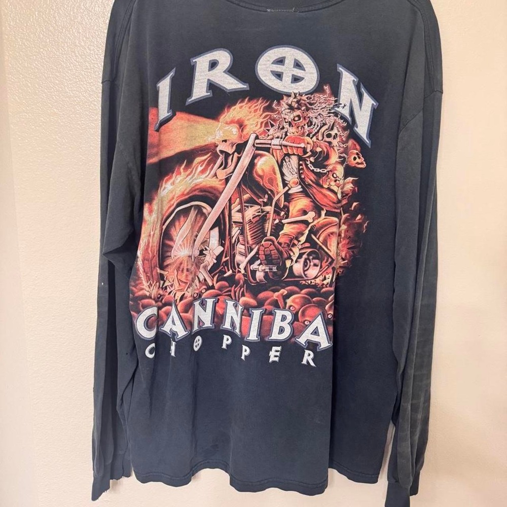 Vintage 2001 Iron Cannibal Choppers Long Sleeve Shirt Distressed